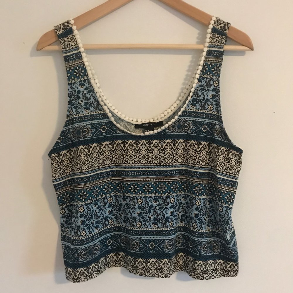 Cropped Tank Top with Tribal Pattern